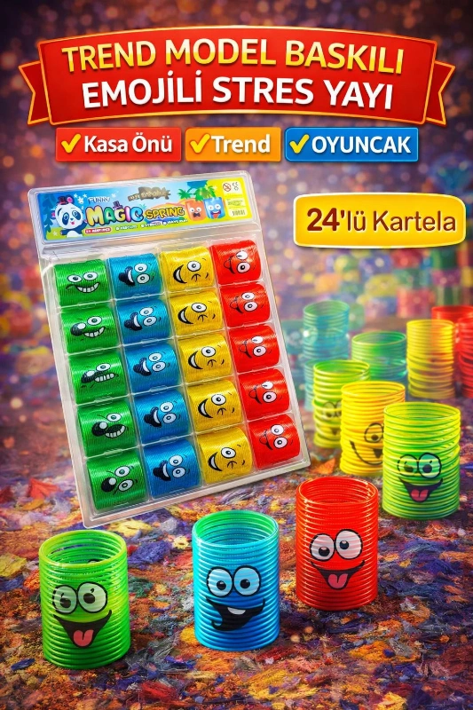 EMOJİLİ YAY  TRENDY SPRİNG /24LÜ ŞEFFAF AMBALAJ